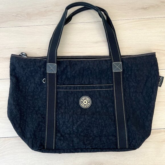 Vintage Early 2000s Kipling Women's Black Large Travel Tote Bag / Minimalist - Picture 1 of 16